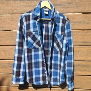 Men's The North Face Blue Plaid Shirt Jacket - Size Medium Excellent Condition